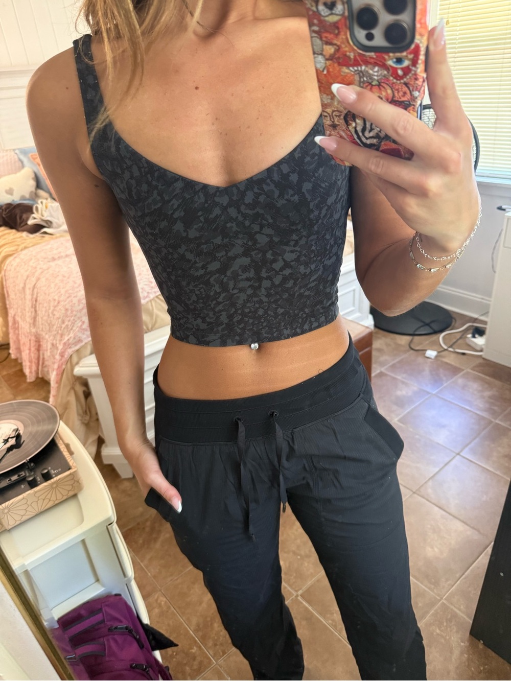 LuLuLemon Align Tank Black Patterned Crop Tank Top -  Women's Stylish Scoop Neck